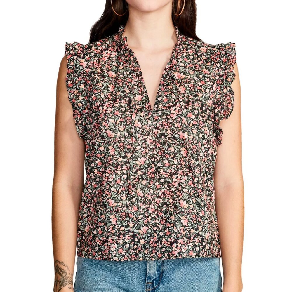 BB Dakota By Steve Madden Women's Sleeveless Printed Top Black Floral XL